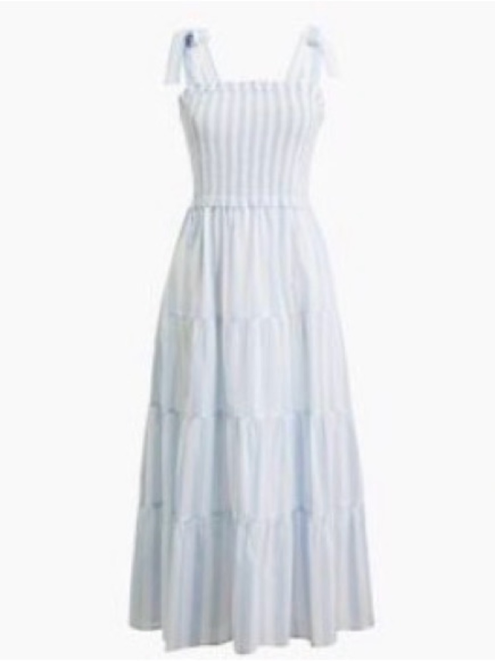 J.Crew NWOT SunDress 2x tiered & smocked top Blue & White cotton stripes, straps